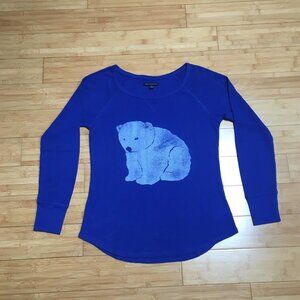 EUC American Eagle Blue Polar Bear Graphic Thermal Shirt